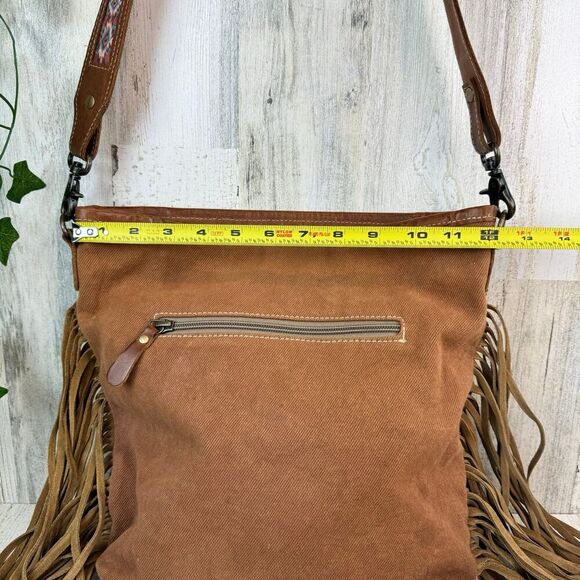 Myra Bag Mojave Paisley Fringed Western Hand Crossbody Tooled Bag - Picture 8 of 12